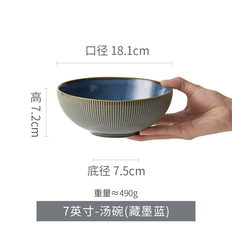 7 ชาม-สีน้ำเงินเข้ม