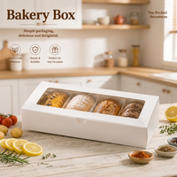 Boîte à pâtisserie jetable en carton ivoire de qualité alimentaire personnalisée avec fenêtre