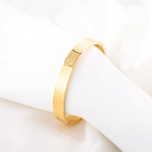 Titanium Steel Gold Plated Swastika Character <b>Bracelet</b> Buddhism Round <b>Bangle</b> XYB0003 Summer 2022 - Product Image 3