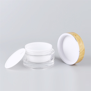 Emballage pour soins de la peau en usine, 15g 30g 50g 100g, récipient cylindrique en plastique cosmétique, <span class=keywords><strong>pot</strong></span> en acrylique pour crème pour le visage et les yeux avec couvercle en <span class=keywords><strong>bambou</strong></span> - Product Image 5