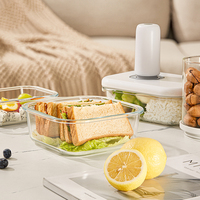 BPA-vrije glazen luchtdichte lunchboxen voor suiker, bakbenodigdheden, fruit en groenten.
