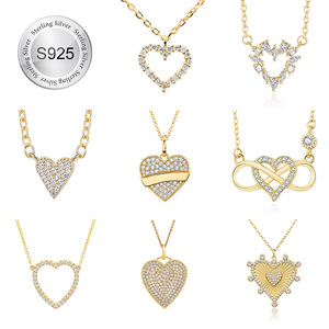 Collares de Plata de Ley 925 Al por Mayor para el Día de San Valentín, Regalos para Chicas, Joyería Fina Personalizada de Amor, Colgantes de Corazón para Mujer - Product Image 1