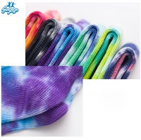 Lot de 6 paires de chaussettes décontractées en coton/polyester tricotées à la main, tie-dye, douces, coussinées, fantaisie et amusantes