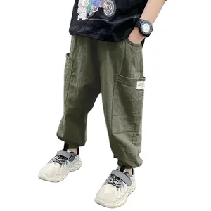2023 new mosquito proof boys' pants cotton and linen summer thin 3-10 years old loose casual boys' pants