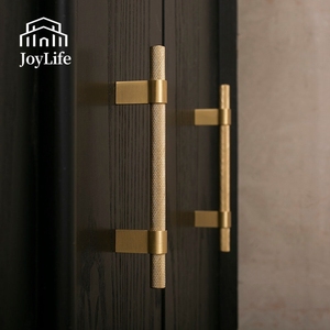 Luxury Brass Handle Knurled Texture Pull <strong>Black</strong> Brushed Brass Long Handle Minimalist Cabinet Pull Wardrobe <strong>Knob</strong> - Product Image 1