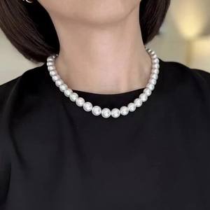 Collar de Perlas de Agua Dulce Redondas de 8-9 mm de Zhuji con Cierre de Plata de Ley, Extremadamente Finas, Ligeramente Imperfectas, Regalo del Día de la Madre para Mamá - Product Image 2