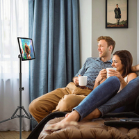 Nouveau trépied pliable en aluminium de 1.6m photographie de téléphone portable diffusion en direct anneau lumineux 3kg capacité de charge tablette debout au sol