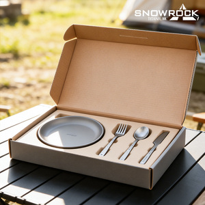 Ensemble de couverts ronds en titane Snowrock, portable, pour le camping en plein air, pique-nique, couverts écologiques - Product Image 3
