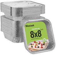 Plat de cuisson carré en aluminium de 8 pouces, 40 oz, jetable, écologique, recyclable, de qualité alimentaire, pour restaurant - Vente en gros