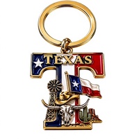 Nouveau porte-clés chapeau de cowboy Western Longhorn, souvenir de l'État du Texas, États-Unis, en métal émaillé 3D, personnalisé avec lettres alphabétiques du Texas