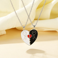 Nouveau collier personnalisé transfrontalier en forme de personnage de dessin animé, collier de couple, cœur tendance, assemblage, bons amis