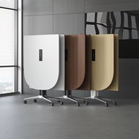 Table de conférence, de salle à manger ou d'hôtel Mekia en bois massif, design moderne, pliable, réglable, écologique, de forme oblongue, 10 places, multifonctionnelle
