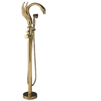 Robinet de baignoire en laiton noir mat de luxe à poignée unique avec contrôle thermostatique, robinet de douche sur pied