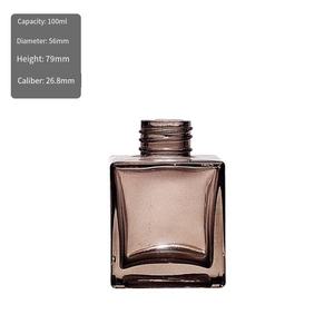 Flacon diffuseur de parfum en verre carré de haute qualité, transparent, ambré, rose, blanc ambré, 50 ml, 100 ml, avec bouchon à vis - Product Image 6
