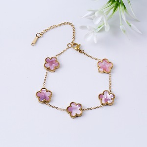 Bracciale con Cinque Quadrifogli in Madreperla per Donna, Stile <span class=keywords><strong>Pandora</strong></span>, Gioiello di Lusso alla Moda - Product Image 4