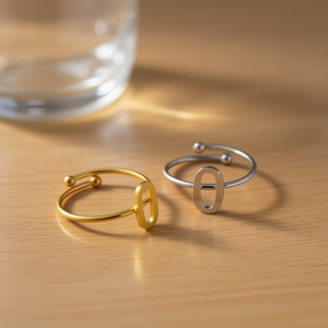 Anillo de acero inoxidable con letra O ajustable para mujeres y hombres, accesorio de joyería - Product Image 3