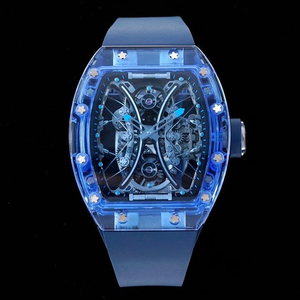 <span class=keywords><strong>Orologi</strong></span> da Uomo di Lusso 53-02, Orologio Automatico Tourbillon Sportivo con Quadrante Scheletrato Trasparente in Zaffiro Blu - Product Image 1