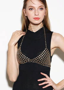 2020 per <span class=keywords><strong>reggiseno</strong></span> con strass Hot Bling Bikini con strass con diamanti e Linger per il petto con catene per il petto con imbracatura Crossover in cristallo per il corpo a catena in vita - Product Image 3