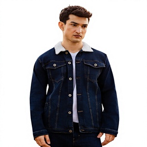 Chaqueta de Mezclilla Azul Oscuro para Hombre, Forro Polar Blanco, Cierre de Botones, Corte Regular, Estilo Casual, para Calle, Verano e Invierno, Color Sólido, Tejida - Product Image 5