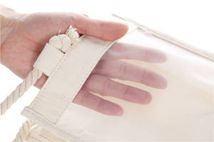 Sac de toilette de voyage en toile, grand organisateur de cosmétiques de voyage, sac de toilette transparent plus grand avec poignée en corde de coton - Product Image 6