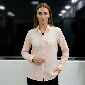 Chemise habillée vintage en viscose pour femme, col boutonné, manches longues, couleur unie, coupe classique, longueur normale, avec poches, pour le quotidien - Product Image 1