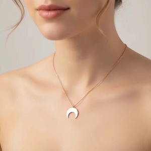 <span class=keywords><strong>Collier</strong></span> Pendentif <span class=keywords><strong>Lune</strong></span> Inversée Minimaliste en Acier Inoxydable STAY SAFE, Gravable, pour Femmes et Couples - Product Image 1