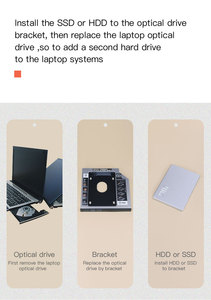 DM HDD <span class=keywords><strong>CADDY</strong></span> 9.5mm/12.7mm Nhôm <span class=keywords><strong>SATA</strong></span> 3.0 SSD 2.5 máy tính xách tay Optibay <span class=keywords><strong>DVD</strong></span> Adapter Plug & Play 1 năm bảo hành - Product Image 6