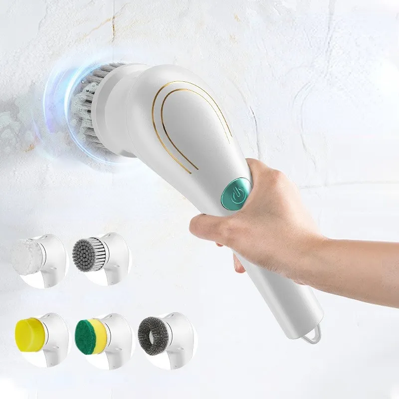 FF2351 5 in 1 akülü elektrikli temizleme fırçası mutfak tezgahı karo zemin Scrubber uzatma kolu elektrikli Spin Scrubber