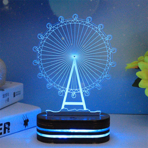 7 Colors Home <strong>Table</strong> Party DecorCreative Gift Visual 3D Eiffel Tower Led Night Light - Product Image 4