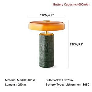 Lampe de table portable rechargeable sans fil avec base en marbre, décoration d'intérieur, lumière de bureau à intensité variable tactile sans fil pour restaurant, hôtel, chambre à coucher - Product Image 1