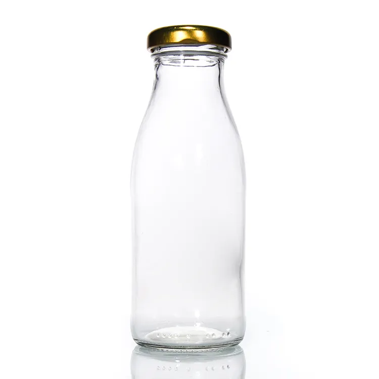 250Ml 500Ml 1000Ml Food Grade Clear Glass Milk Bottle With Cap Milk Packaging In Glass Bottles