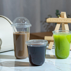 KAIDA Kunststoff OEM-Marke Milchshake-Becher 12oz Transparent mit Logoaufdruck Plastik-PET-<span class=keywords><strong>Slush</strong></span>-Eisbecher mit Individuellem Logo - Product Image 1