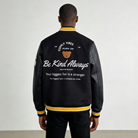 Veste de baseball personnalisée en laine mélangée épaisse avec manches en cuir et patch en chenille pour homme