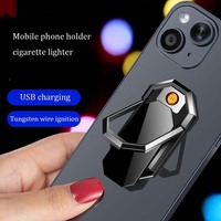 Briquet rechargeable USB créatif avec support pour téléphone portable Allume-cigare en gros au design classique