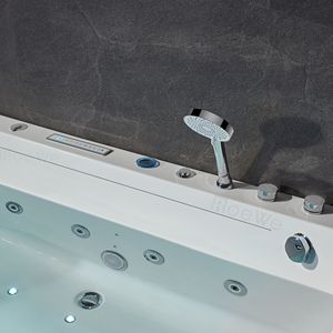 Baignoire de balnéothérapie intérieure pour 1 personne de 1700 mm avec écran en verre, acrylique, baignoire de massage hydrothérapeutique pour la salle de bain - Product Image 5