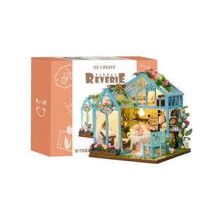 Kit de maison miniature IIECREATE K-1082 Floral Reverie, puzzle en <span class=keywords><strong>bois</strong></span> 3D, modèle de maison de poupée en <span class=keywords><strong>bois</strong></span>, kit de bricolage, maison de fleurs, cadeau pour adultes - Product Image 5