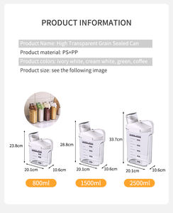 Récipients de stockage en plastique <span class=keywords><strong>à</strong></span> poignée courte couvercle d'eau de haute qualité pour les aliments en vrac cuisine épices <span class=keywords><strong>maison</strong></span> outil Carton - Product Image 3