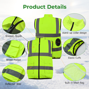 Chaleco de Seguridad con Ventilador Refrigerante para Trabajadores de la Construcción, Chaleco de Trabajo con Aire Acondicionado USB, Doble Ventilador, Ropa de Trabajo Refrigerante para Verano - Product Image 3