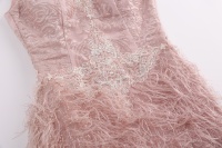 Robe de soirée pour femmes en plumes de sirène rose nude, vente chaude, pour les fêtes et les événements de bal, robes pour femmes