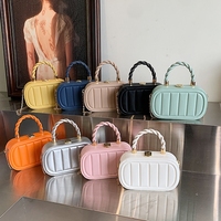 Sac Mini Boîte Couleur Bonbon pour Femme, Sac à Main Rigide Texturé avec Poignée Tressée et Bandoulière Chaîne, Sac Bandoulière pour Mariage