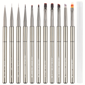 Custom Logo Nail Brush Set Metal Handle with Pen <b>Cap</b> Professional Gel Painting Brushes for Salon - Product Image 5