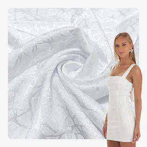 Stokta kumaş toptan metalik pırıltılı şifon Rayon ipek saten Spandex moda elbiseler için Polyester jakar kumaş