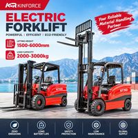 Forklift Kinforce Bersertifikasi CE, Tugas Berat, Penggerak Listrik, Tiang Dua Tingkat, Ban Solid, Penggeser Samping Hidrolik/Listrik Tahap Lima