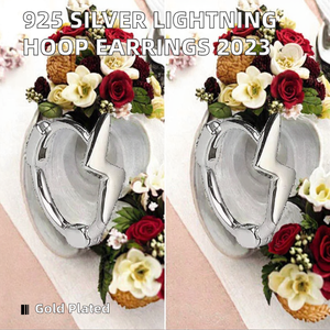 Pendientes de Aro de Plata de Ley 925 con Diseño de Rayo, Chapados en Oro, Joyería Femenina para Bodas y Regalos - Product Image 3