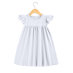 2023 NO MOQ Kids Girls abiti all'ingrosso Little Baby Blank Cotton Dress abbigliamento da ragazza - Product Image 1