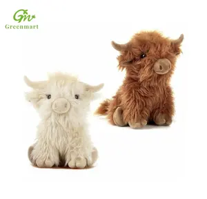 Greenmart hot sale living nature highland cow plush toy low MOQ highland cow microwavable toy
