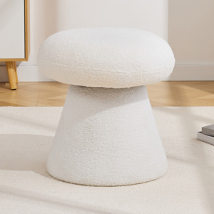 Poggiapiedi imbottito in tessuto Teddy a forma di fungo, sgabello per cambio scarpe, sgabello per trucco, nessuna installazione richiesta - Product Image 1