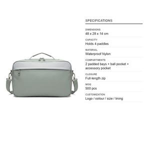 Sac de raquette de pickleball pour 4 raquettes, en nylon imperméable, logo personnalisé, vente en gros, sac de raquette de tennis et de padel - Product Image 6