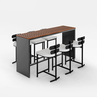 Ensemble de meubles de bar d'extérieur, comptoir de bar en métal avec tabourets de bar pour café, hôtel, patio, terrasse