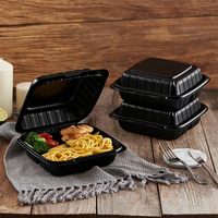 Boîte à emporter en plastique biodégradable, micro-ondable, jetable, en MFPP, type clamshell, pour emballages alimentaires, boîte bento, emballage alimentaire à emporter